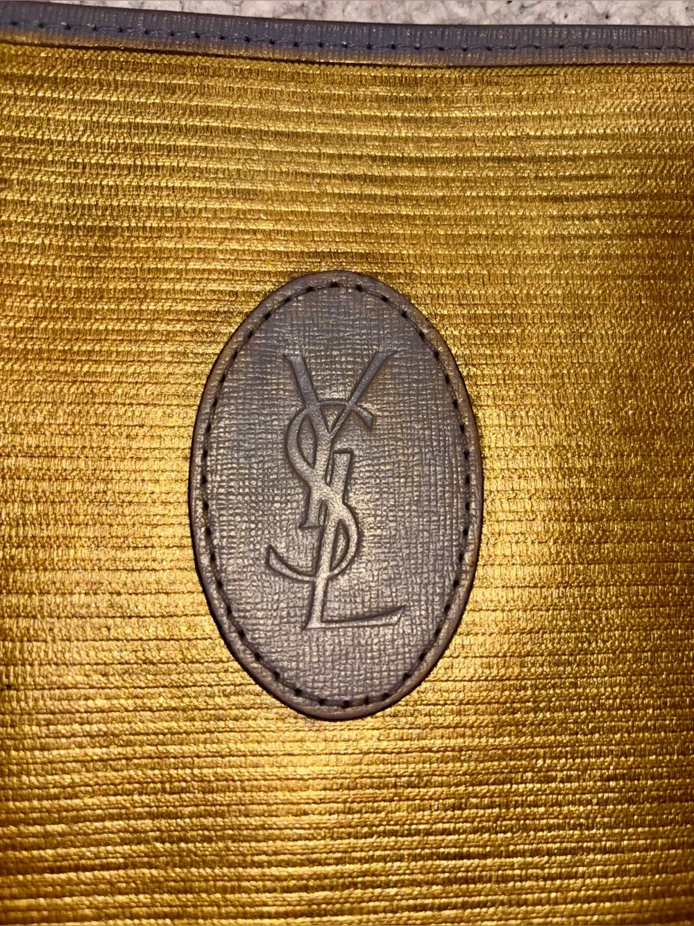Vintage YSL Yves Saint Laurent Gold Toiletry Pouch/Crossbody Bag